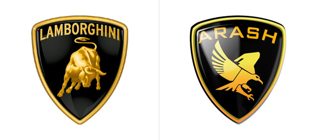 Lamborghini logo vs. Arash logo (old)