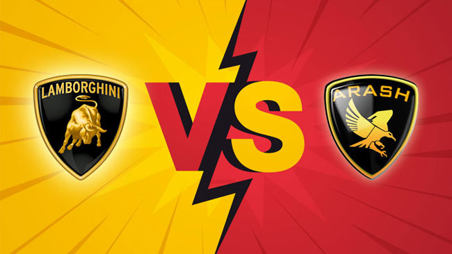 Similar Car Logos：Lamborghini logo vs Arash logo (old)