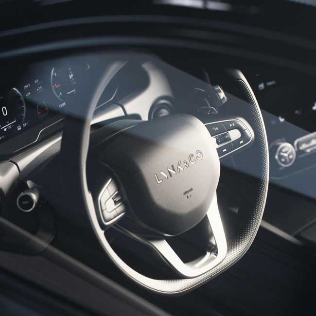 Lynk & Co Logo, On Steering Wheel